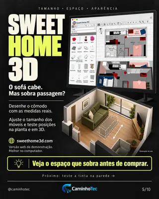 Sweet Home 3D: medindo se o sofá cabe no cômodo