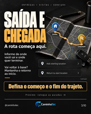 Saída e chegada: onde a rota começa e termina