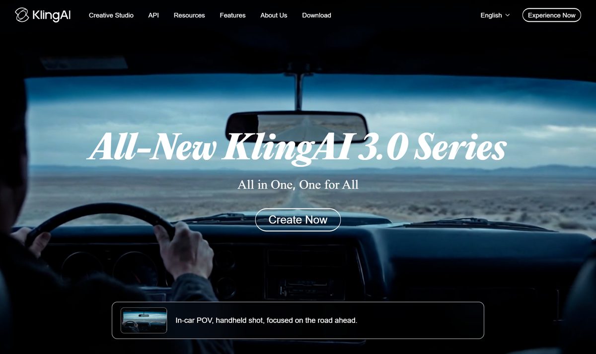 Tela inicial do Kling, com a chamada "Kling AI Video and Image Generator"