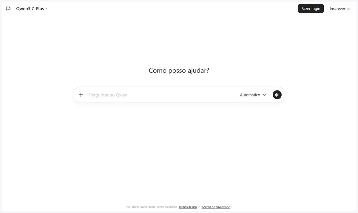 Tela inicial do Qwen Chat, com a chamada "Qwen Studio"