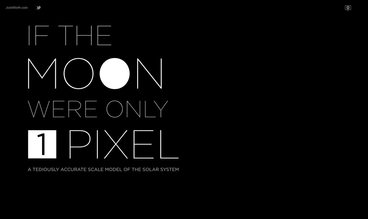 Tela inicial do If the Moon Were 1 Pixel, com a chamada "If the Moon Were Only 1 Pixel"